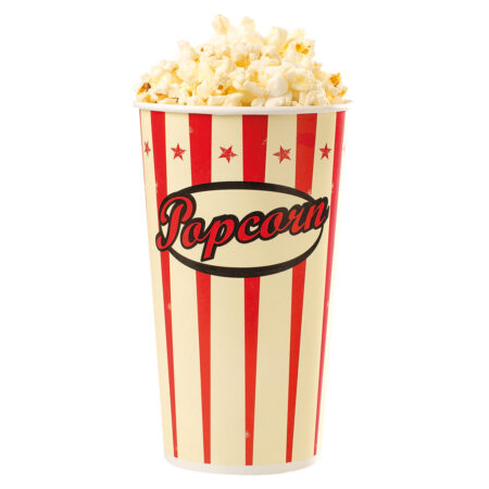 popcornbecher gefüllt mit popcorn...
