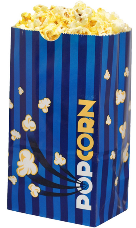 50 XXL Popcorn Blockbodentüten,Popcornbeutel,Papiertüte 2,35l ca.150g rt/ge,Gr.3 